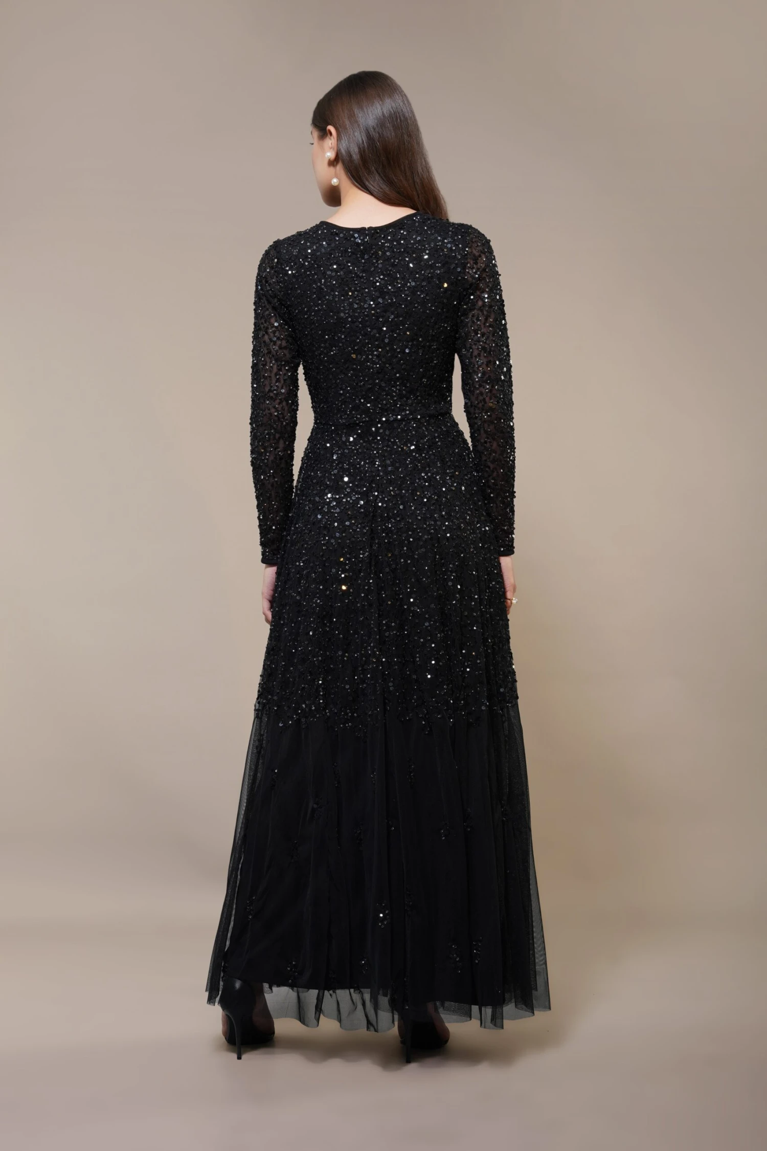 Sila Long Sleeve Embellished Maxi Dress In Black 4 Sila Long Sleeve Embellished Maxi Dress In Black - Image 4