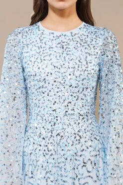 Sloane Long Sleeve Embellished Maxi Dress In Sky Blue 8 Sloane Long Sleeve Embellished Maxi Dress In Sky Blue -Laceand Beads SilaMaxiwithWideSleeveinSkyBlue 1