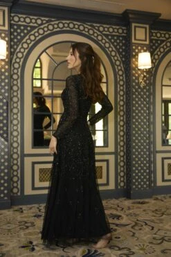 Sila Long Sleeve Embellished Maxi Dress In Black 14 Sila Long Sleeve Embellished Maxi Dress In Black -Laceand Beads Sila Maxi in Black 1 transformed