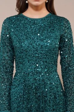 Sila Long Sleeve Embellished Maxi Dress In Emerald Green 14 Sila Long Sleeve Embellished Maxi Dress In Emerald Green -Laceand Beads Sila Maxi in Emerald Green 1