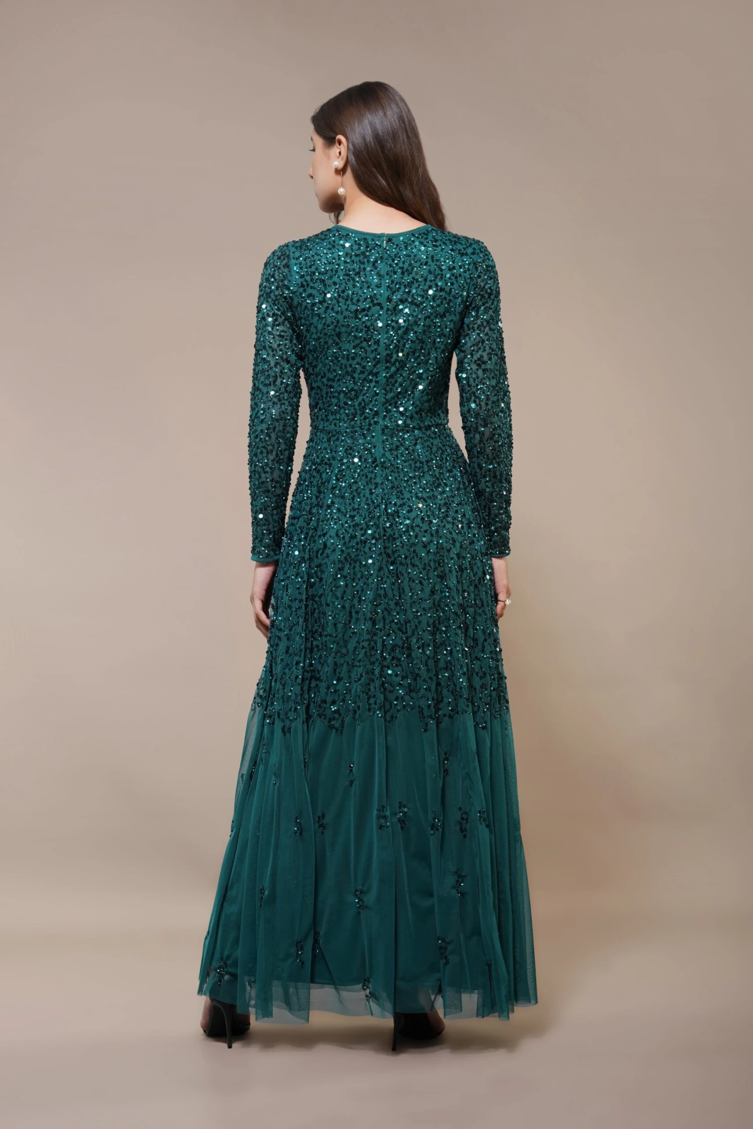 Sila Long Sleeve Embellished Maxi Dress In Emerald Green 5 Sila Long Sleeve Embellished Maxi Dress In Emerald Green - Image 5