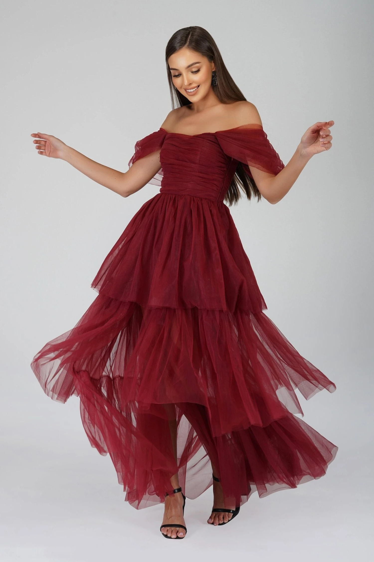 Sydney Burgundy Tulle Maxi Dress 5 Sydney Burgundy Tulle Maxi Dress - Image 5