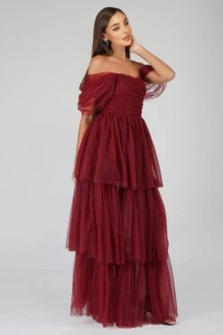 Sydney Burgundy Tulle Maxi Dress 10 Sydney Burgundy Tulle Maxi Dress -Laceand Beads SydneyBurgundy 4