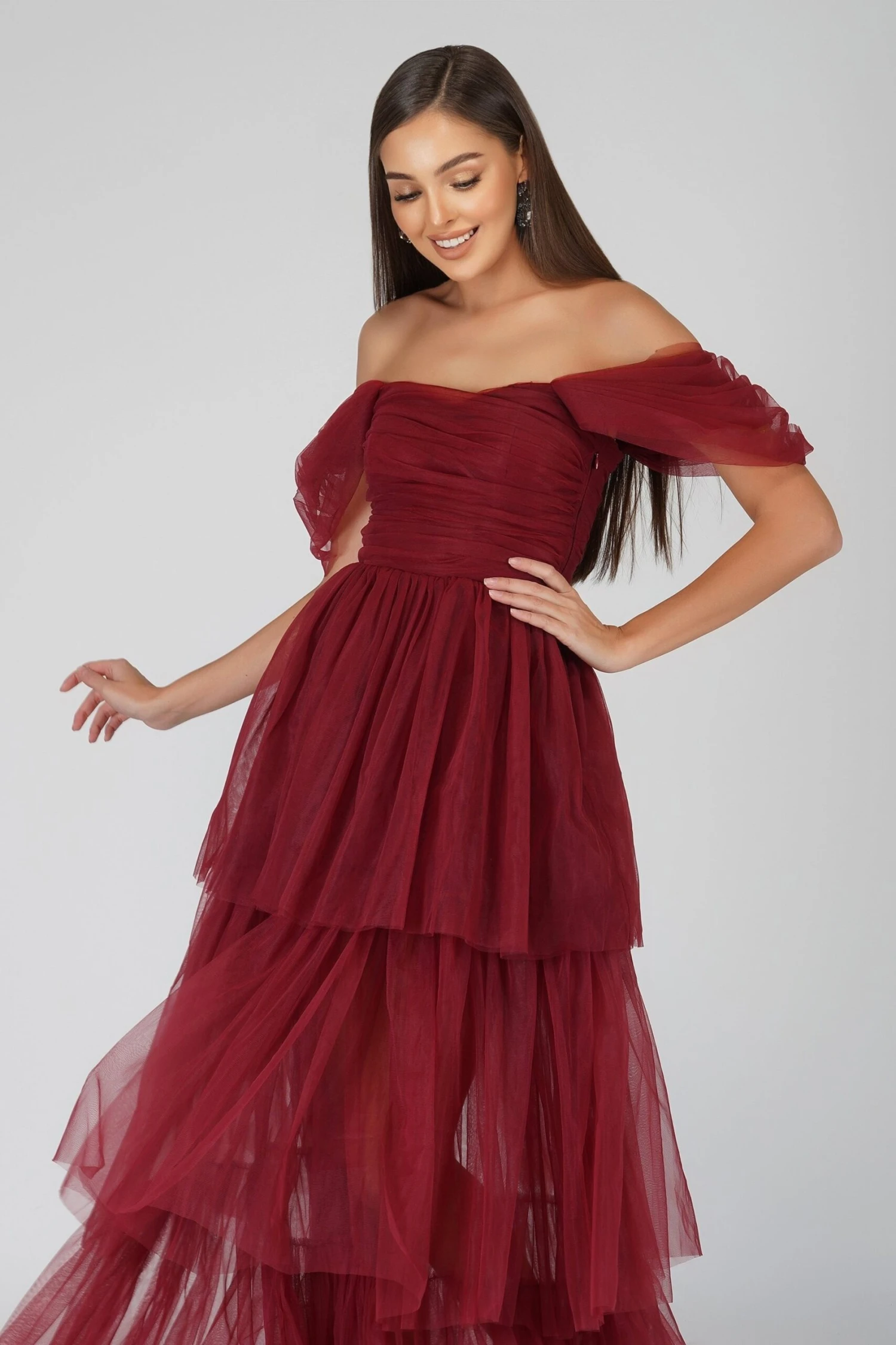 Sydney Burgundy Tulle Maxi Dress 6 Sydney Burgundy Tulle Maxi Dress - Image 6