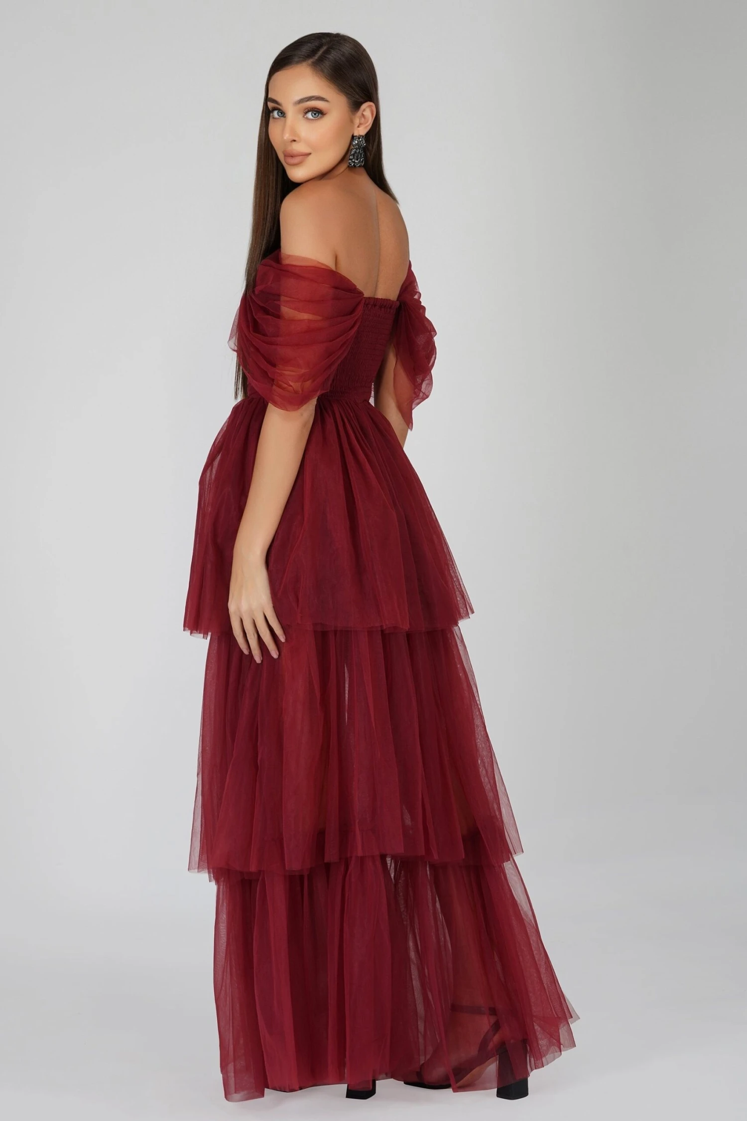 Sydney Burgundy Tulle Maxi Dress 2 Sydney Burgundy Tulle Maxi Dress - Image 2