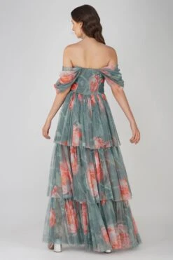 Sydney Tulle Maxi Dress In Sage Green Floral -Laceand Beads SydneyMaxi SageGreenFloralPrint 3 1