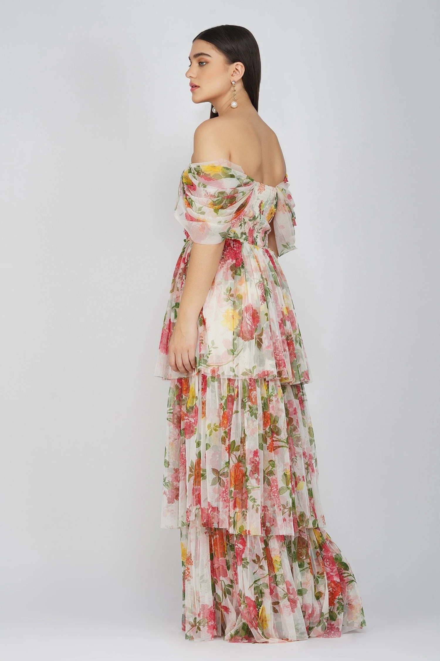 Sydney Tulle Maxi Dress In Bright Floral 3 Sydney Tulle Maxi Dress In Bright Floral - Image 3