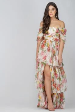 Sydney Tulle Maxi Dress In Bright Floral