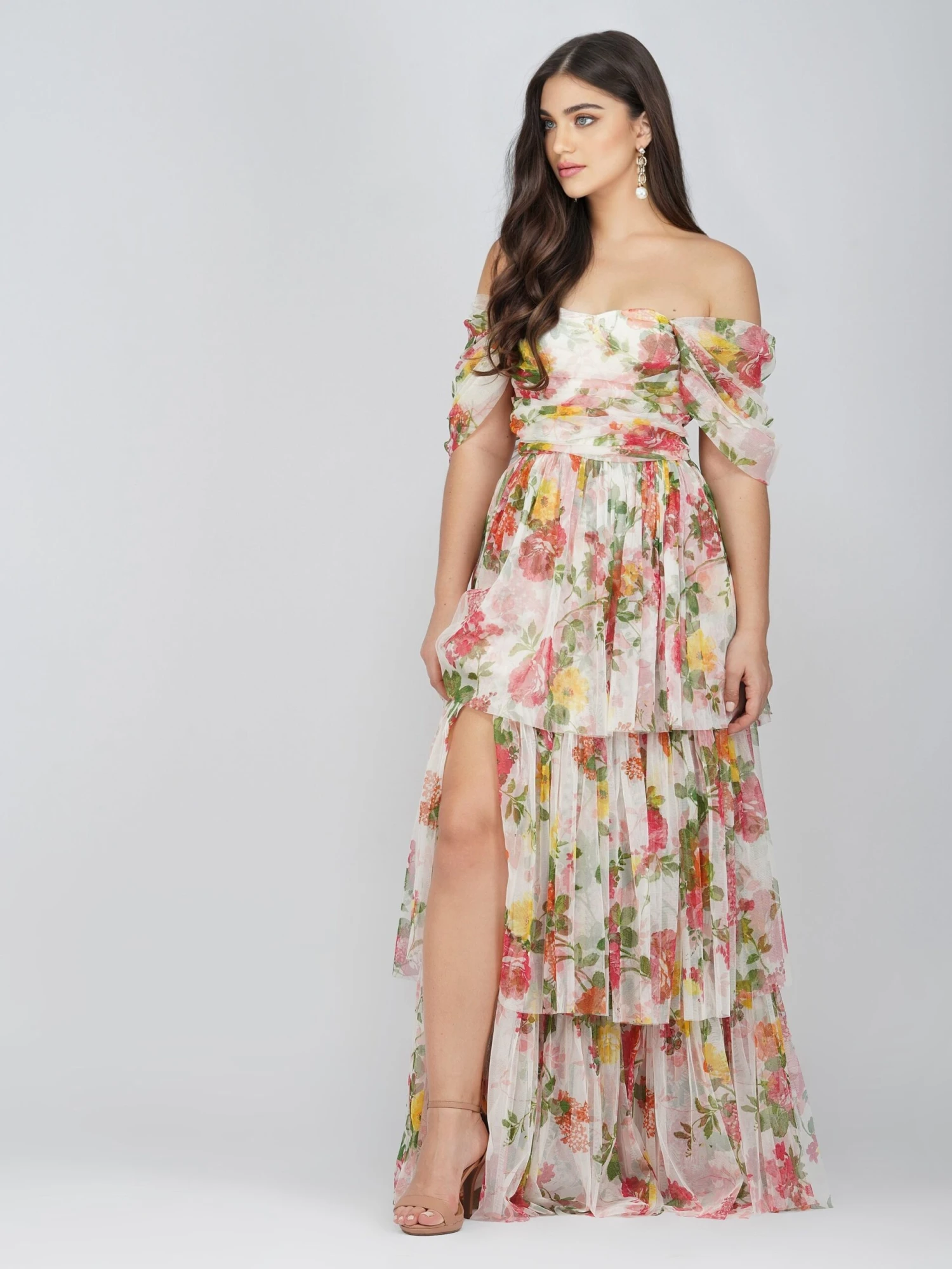 Sydney Tulle Maxi Dress In Bright Floral 4 Sydney Tulle Maxi Dress In Bright Floral - Image 4