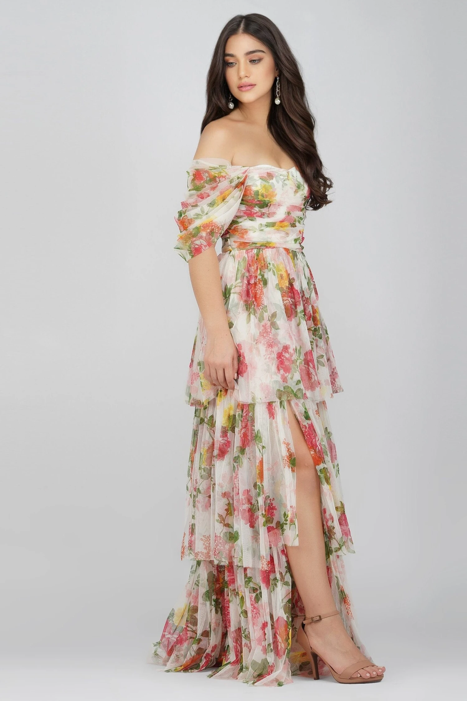 Sydney Tulle Maxi Dress In Bright Floral 2 Sydney Tulle Maxi Dress In Bright Floral - Image 2