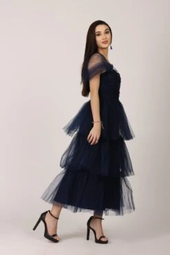 Sydney Tulle Midi Dress In Navy -Laceand Beads SydneyMidi Navy 3 1