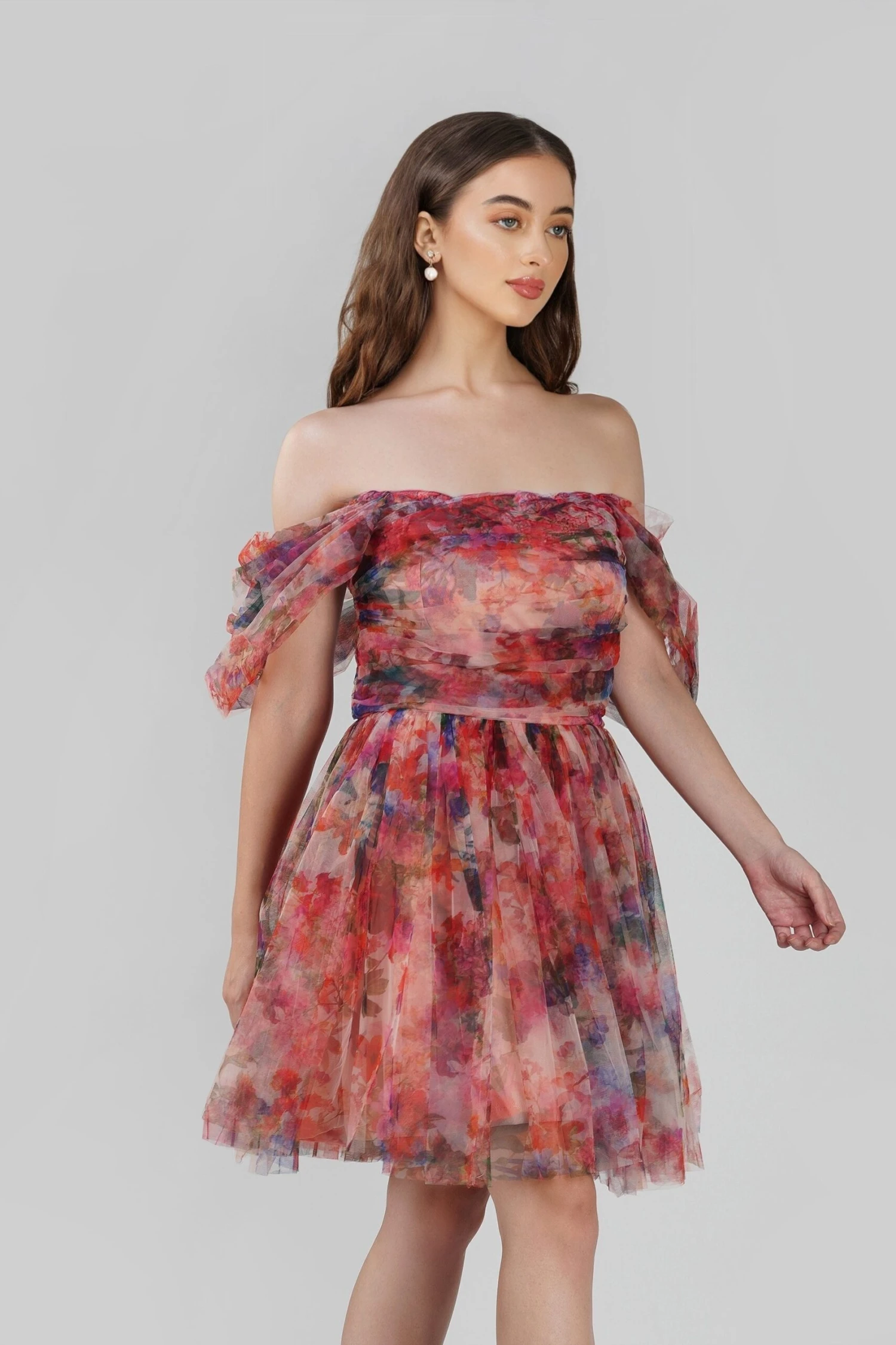 Sydney Mixed Floral Tulle Mini Dress 3 Sydney Mixed Floral Tulle Mini Dress - Image 3