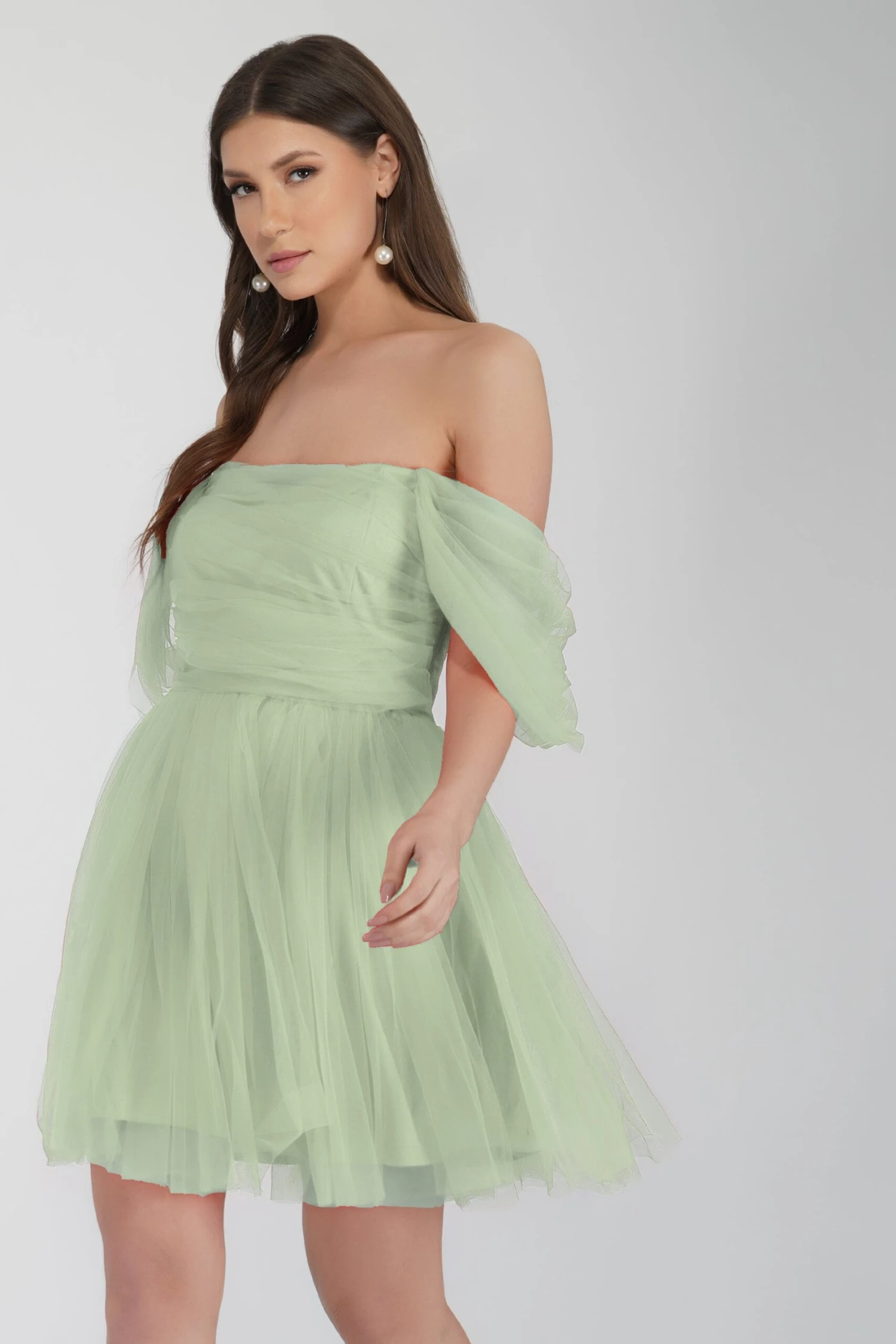 Sydney Sage Green Tulle Mini Dress 2 Sydney Sage Green Tulle Mini Dress - Image 2