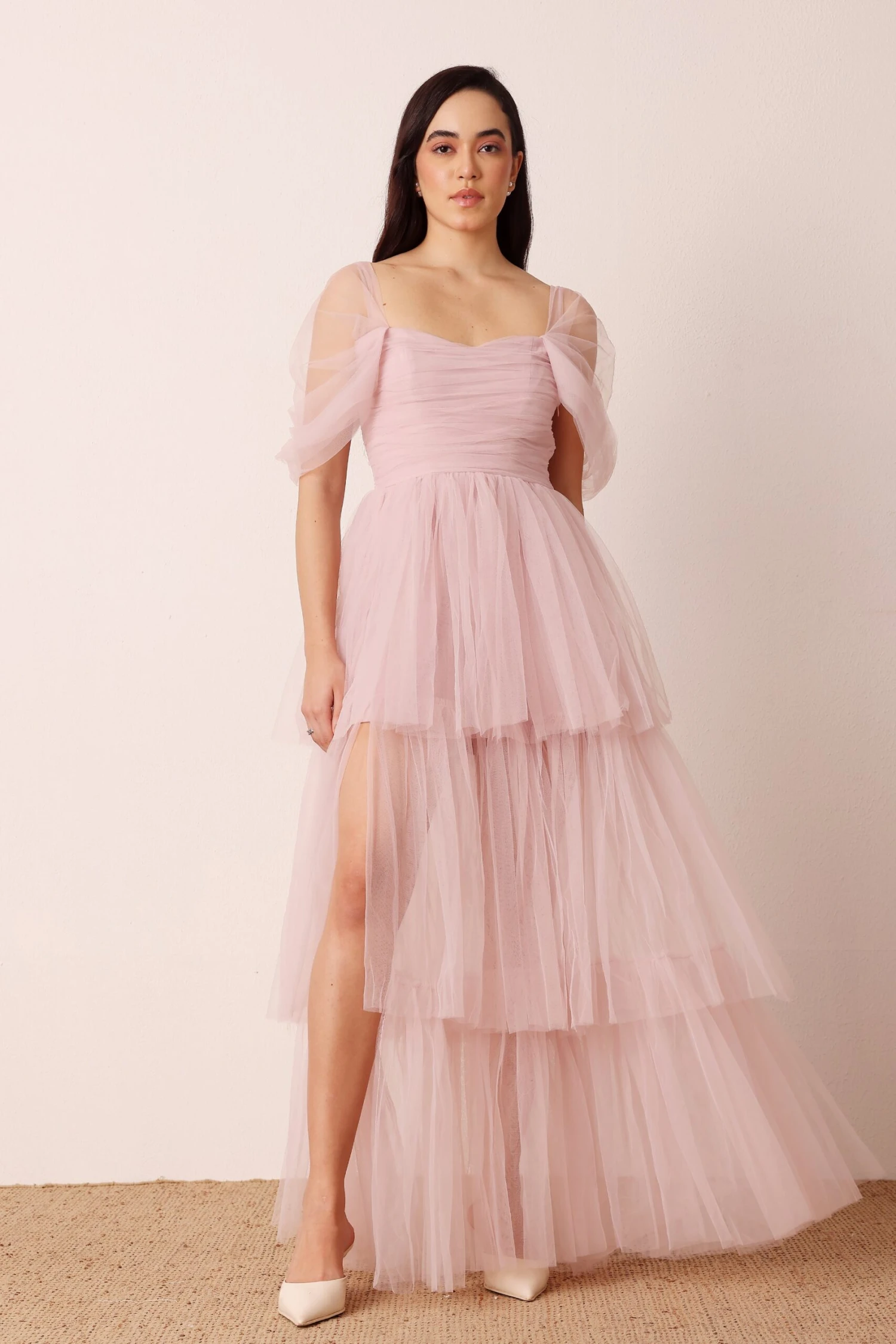 Sydney Off Shoulder Tulle Maxi Dress In Dusty Pink 1 Sydney Off Shoulder Tulle Maxi Dress In Dusty Pink