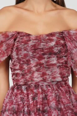 Sydney Tulle Maxi Dress In Burgundy Print -Laceand Beads SydneyburgundyPrint 5 40fa53cc dd32 41bf 8bc3 128c1b1f9027