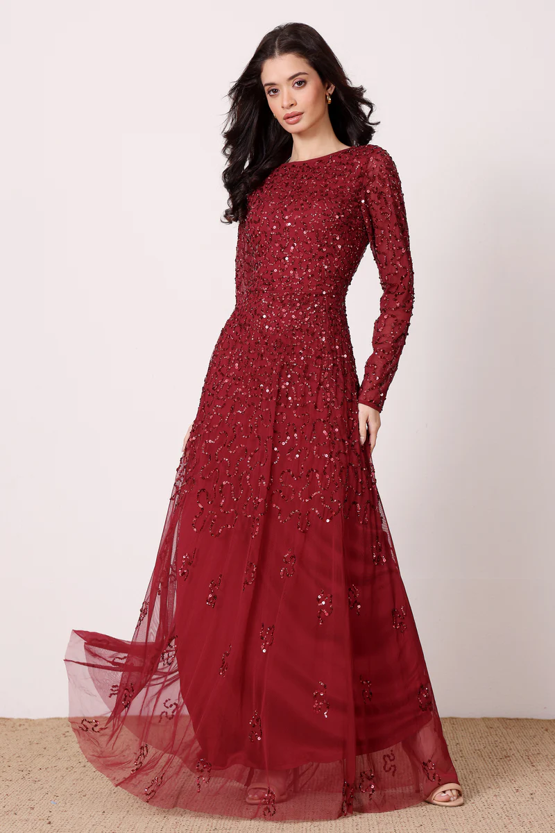 Laceand Beads -Laceand Beads Sylvia Maxi in Berry Raw Images 16