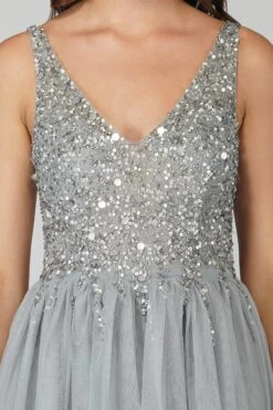 Symphony Light Grey Embellished Mini Dress 11 Symphony Light Grey Embellished Mini Dress -Laceand Beads SymphonyMini 6