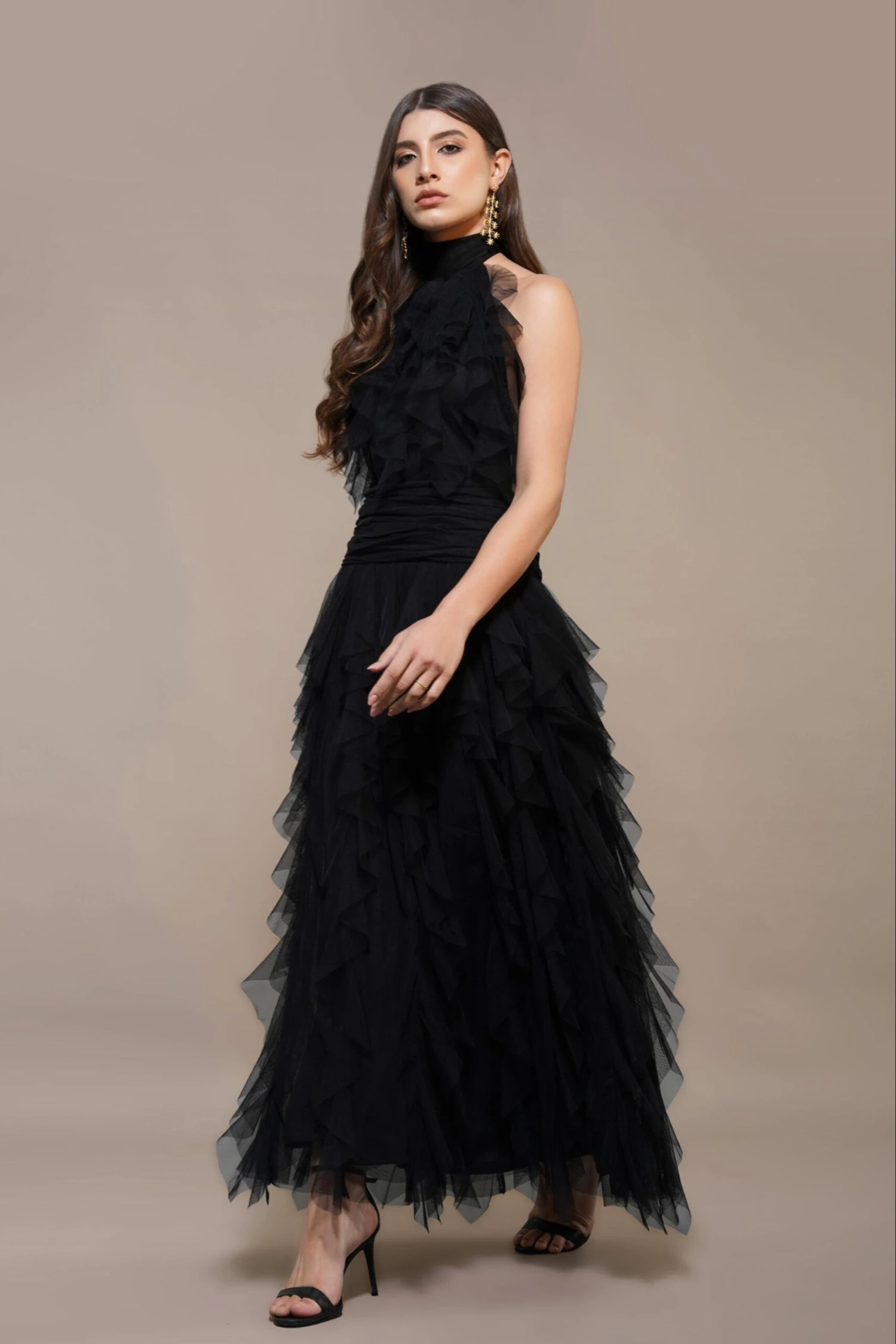 Tabitha Maxi Ruffle Dress In Black 3 Tabitha Maxi Ruffle Dress In Black - Image 3