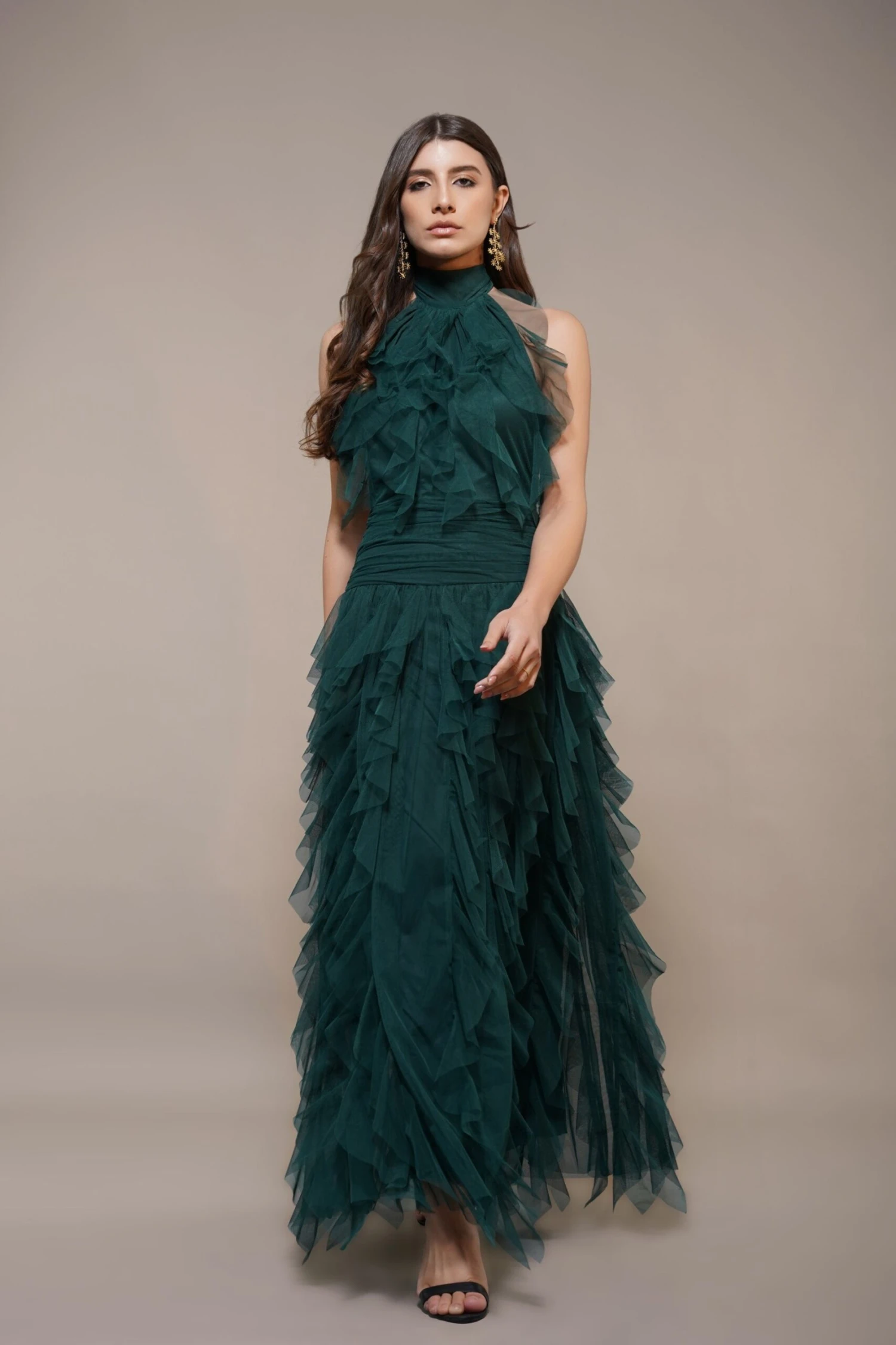 Tabitha Maxi Ruffle Dress In Forest Green 3 Tabitha Maxi Ruffle Dress In Forest Green - Image 3