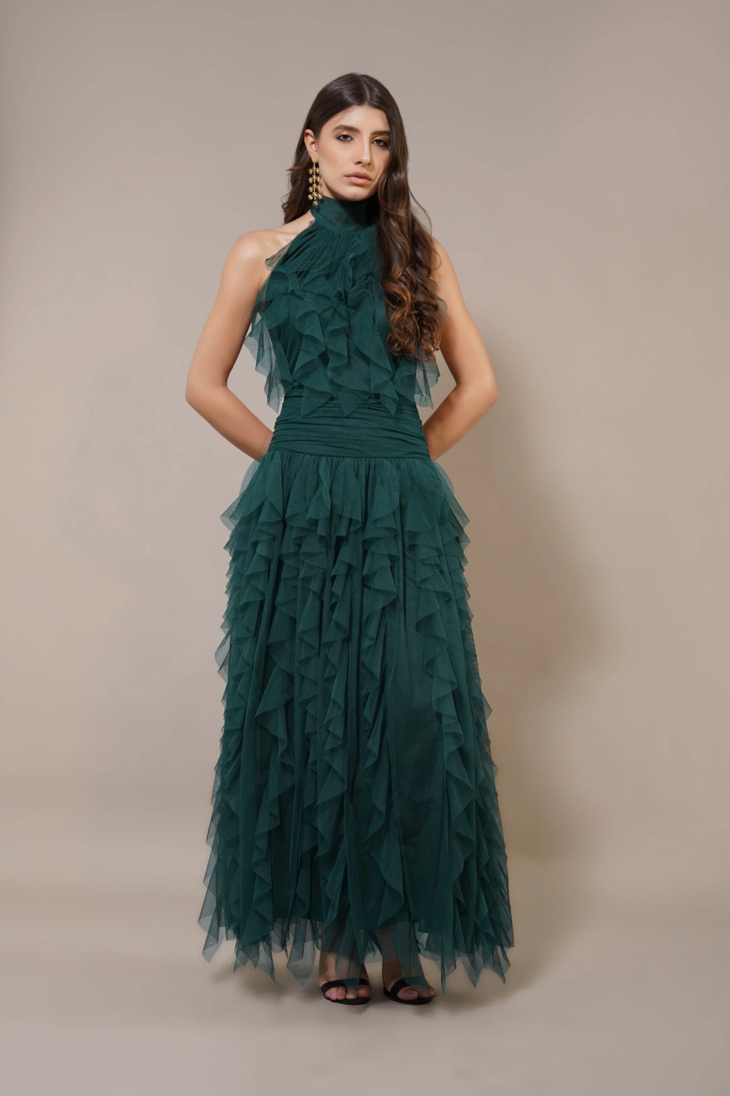 Tabitha Maxi Ruffle Dress In Forest Green 4 Tabitha Maxi Ruffle Dress In Forest Green - Image 4