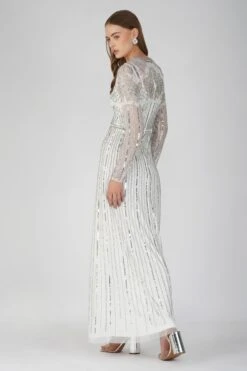 Teresa Embellished Maxi Dress In Silver 7 Teresa Embellished Maxi Dress In Silver -Laceand Beads Teresa Maxi White 5