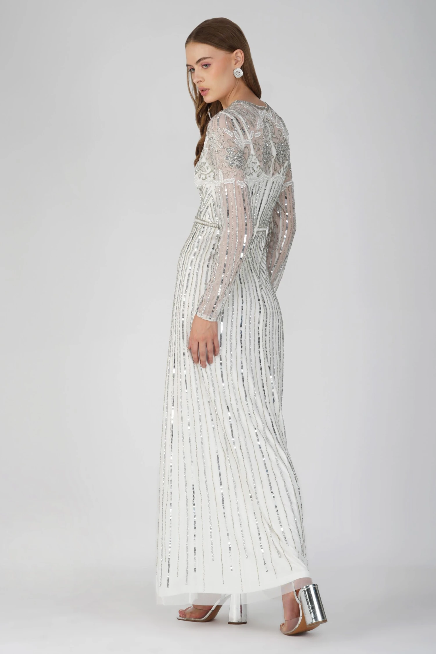 Teresa Embellished Maxi Dress In Silver 3 Teresa Embellished Maxi Dress In Silver - Image 3