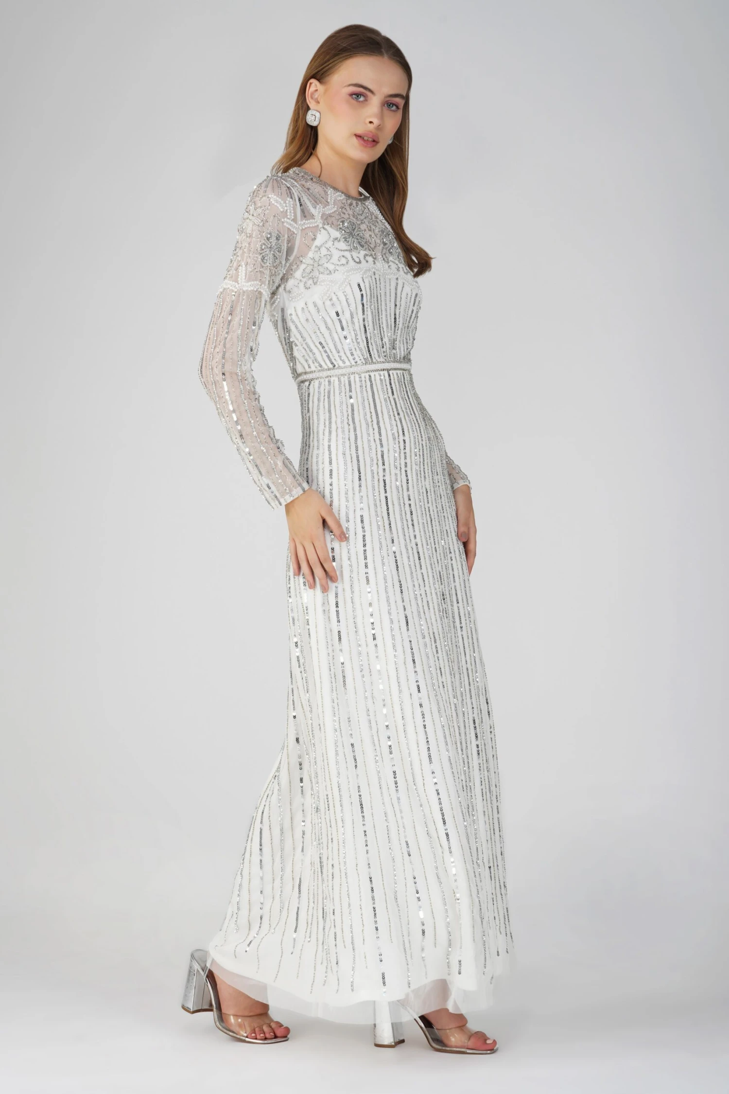 Teresa Embellished Maxi Dress In Silver 2 Teresa Embellished Maxi Dress In Silver - Image 2