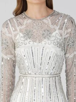 Teresa Embellished Maxi Dress In Silver 8 Teresa Embellished Maxi Dress In Silver -Laceand Beads Teresa Maxi White 9