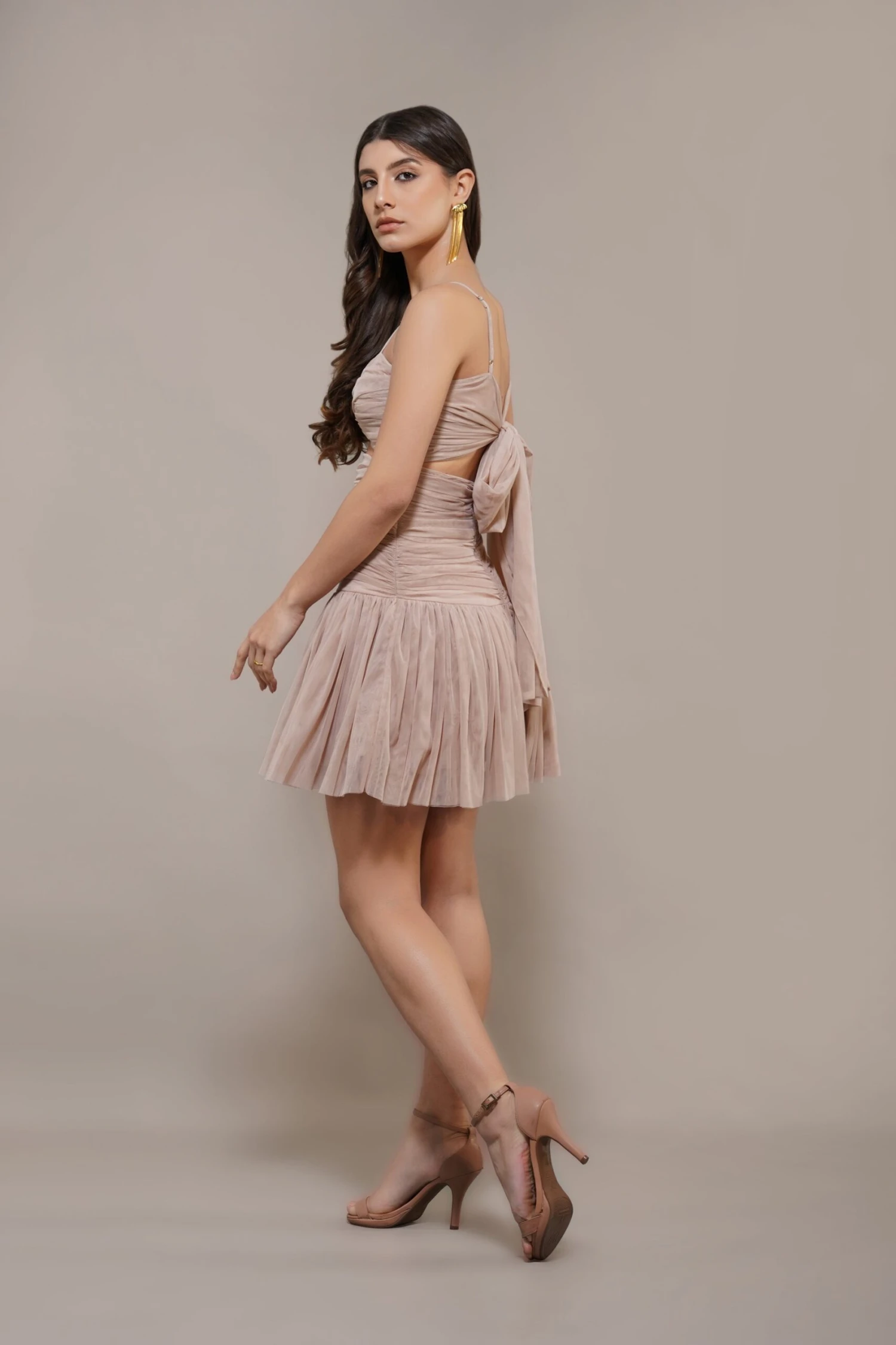 Theodora Mini Dress In Blush 3 Theodora Mini Dress In Blush - Image 3