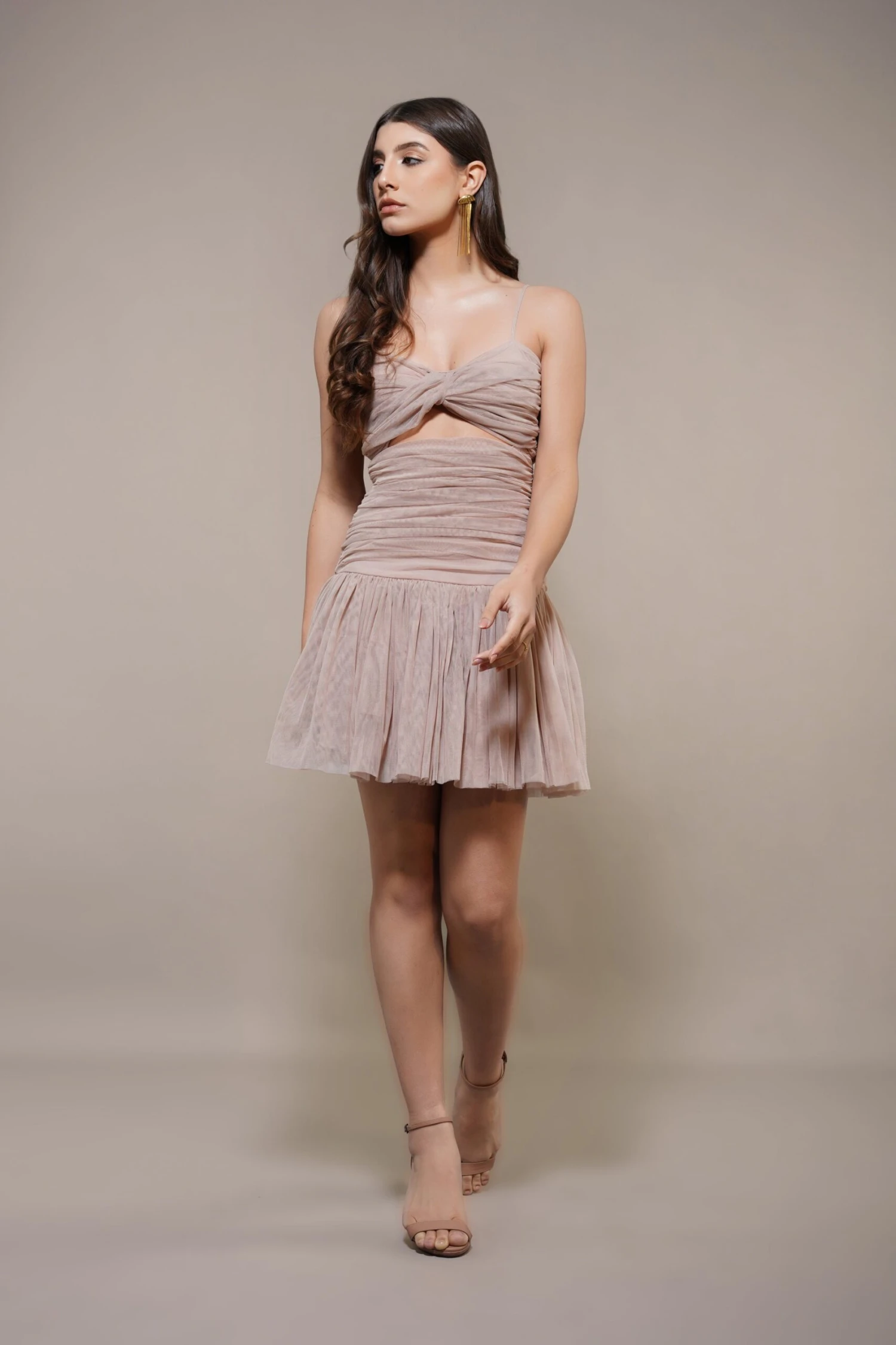 Theodora Mini Dress In Blush 5 Theodora Mini Dress In Blush - Image 5