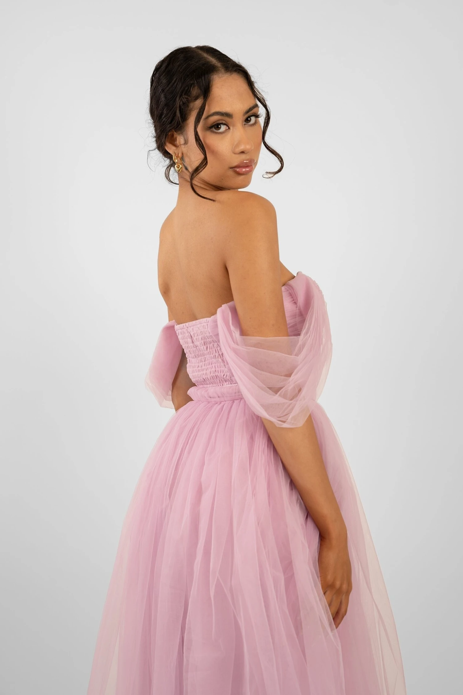 Melbourne Tulle Midi Dress In Pink 2 Melbourne Tulle Midi Dress In Pink - Image 2