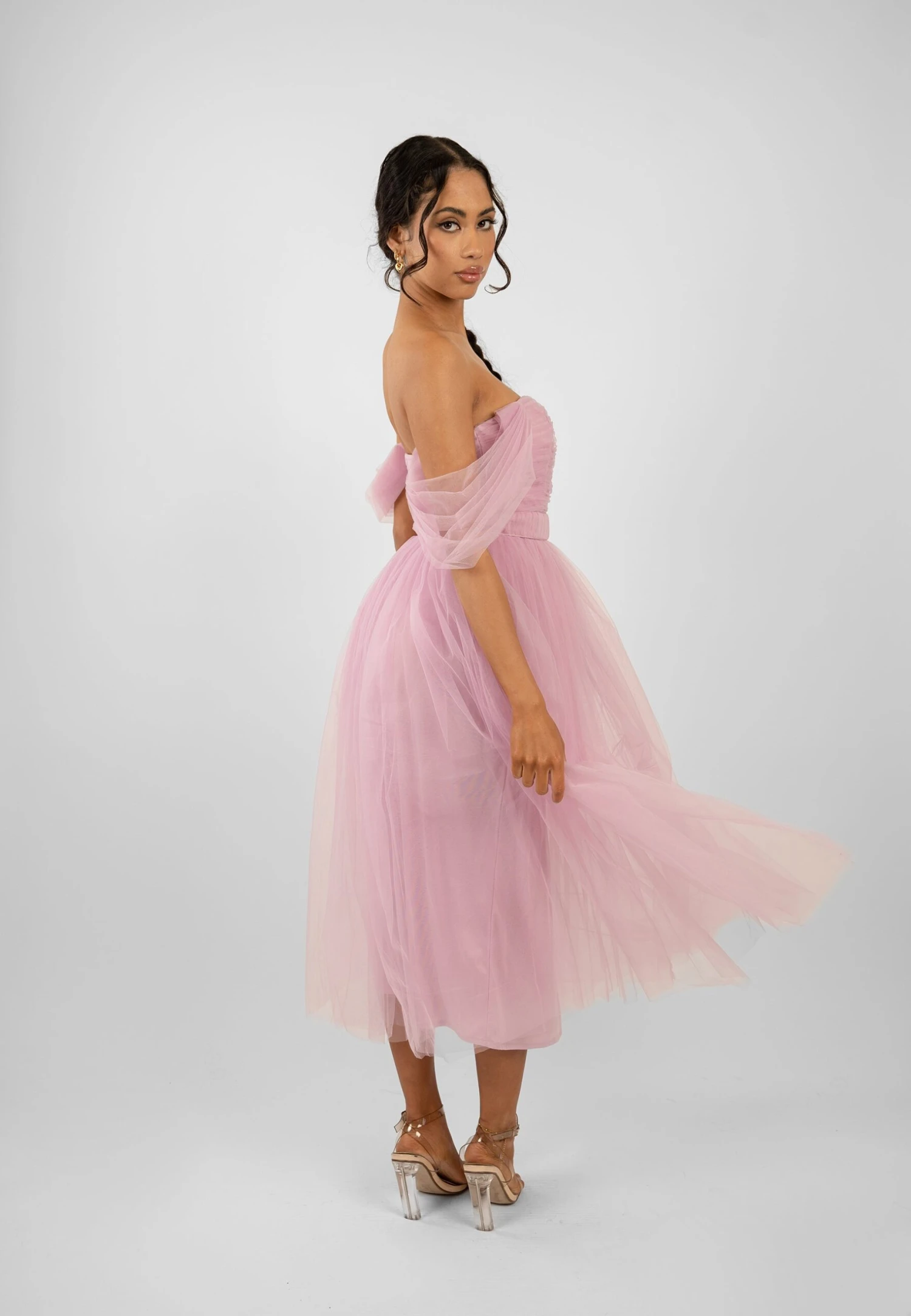 Melbourne Tulle Midi Dress In Pink 4 Melbourne Tulle Midi Dress In Pink - Image 4
