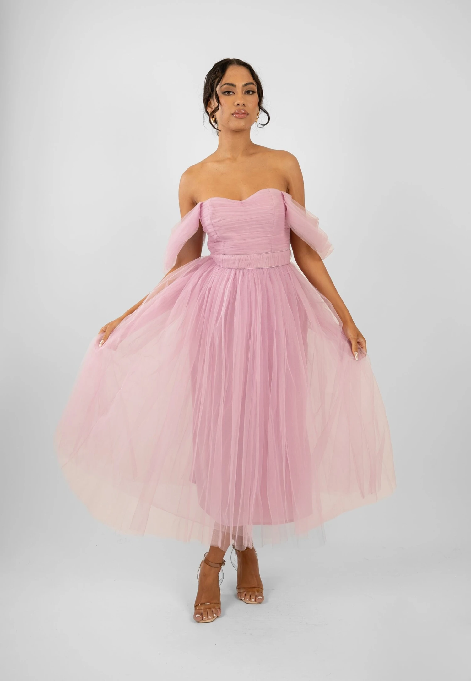 Melbourne Tulle Midi Dress In Pink 6 Melbourne Tulle Midi Dress In Pink - Image 6