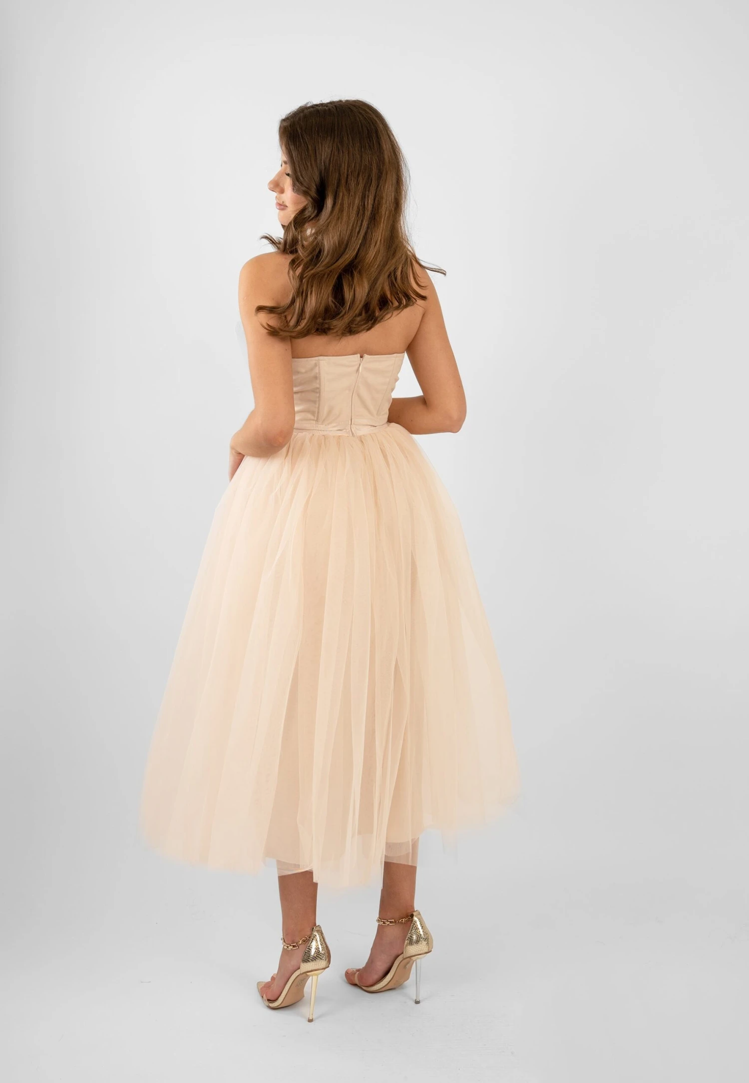 Nimo Cream Tulle Midi Dress With Shell Cups 3 Nimo Cream Tulle Midi Dress With Shell Cups - Image 3