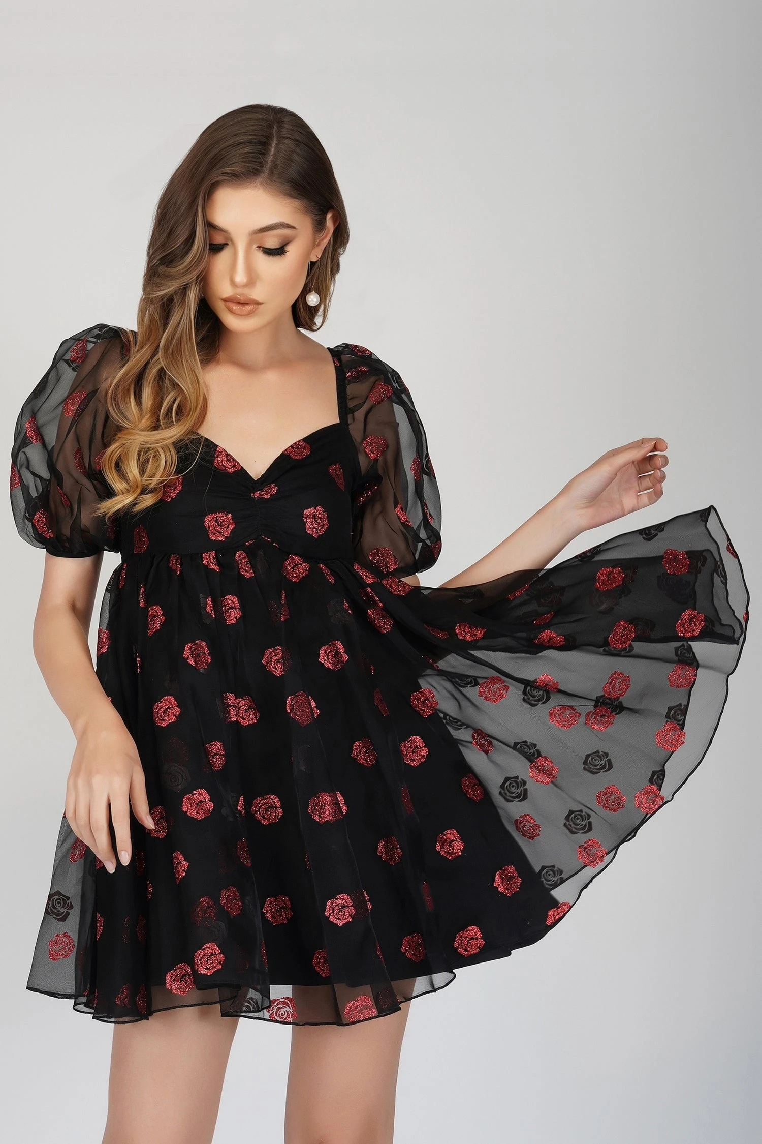 Melanie Rose Puff Sleeve Mini Dress 1 Melanie Rose Puff Sleeve Mini Dress