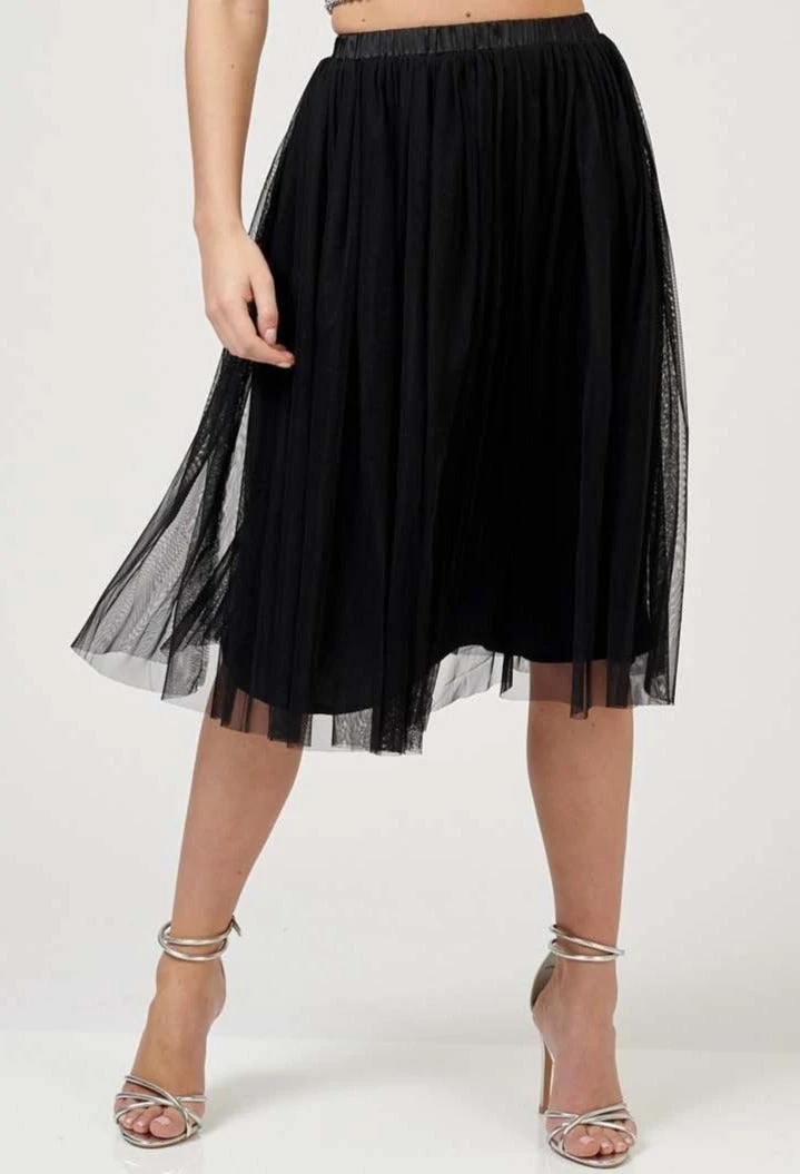 Val Tulle Midi Skirt In Black 1 Val Tulle Midi Skirt In Black