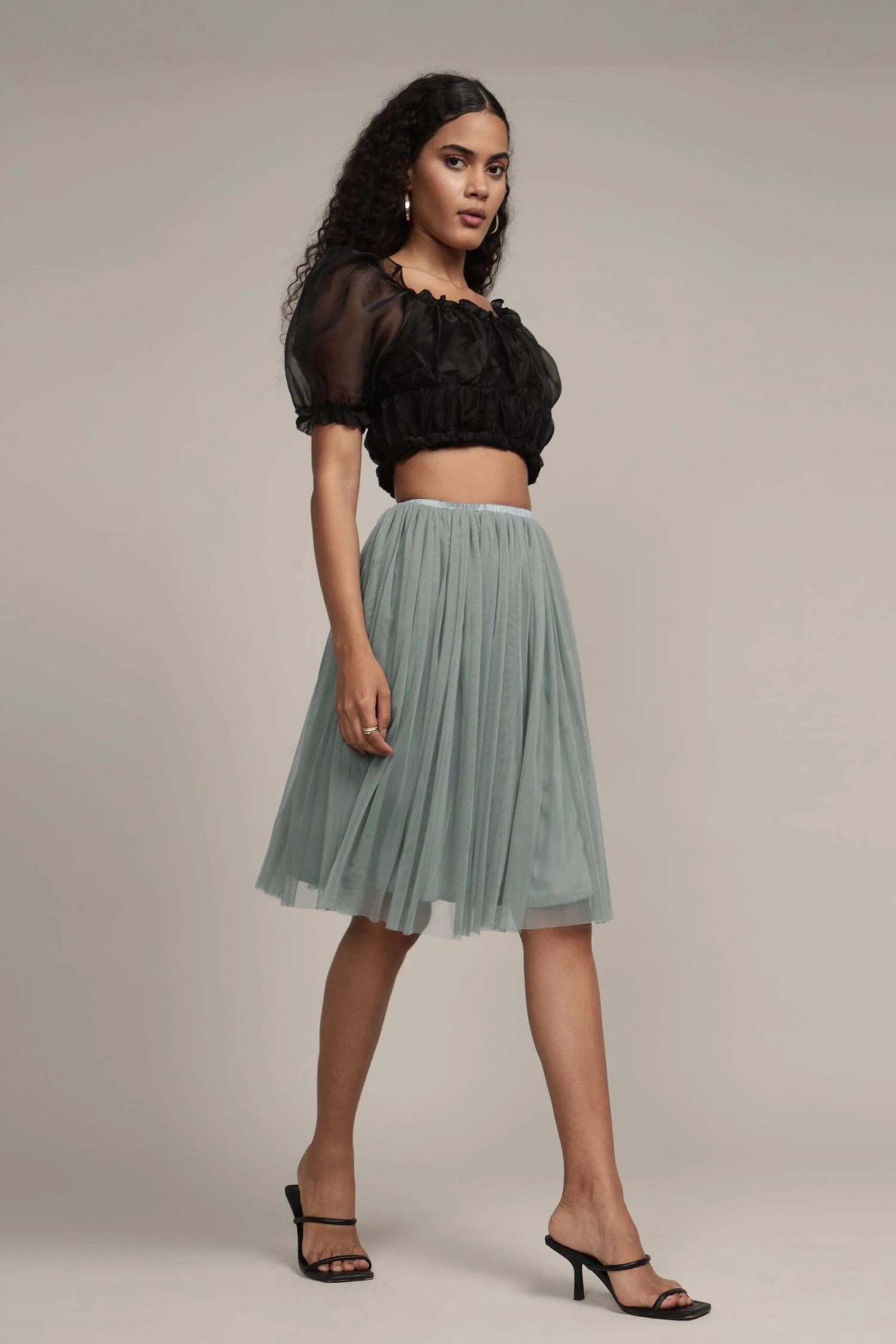 Valentina Skirt In Teal Grey 2 Valentina Skirt In Teal Grey - Image 2
