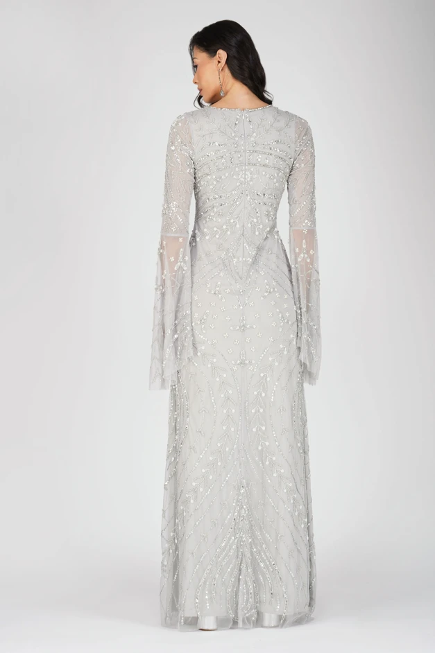 Aleena Embellished Maxi Dress In Silver 4 Aleena Embellished Maxi Dress In Silver - Image 4