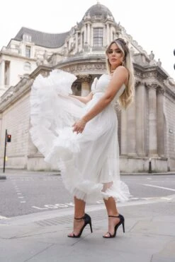 Orion Bridal Tulle Midi Dress In Ivory