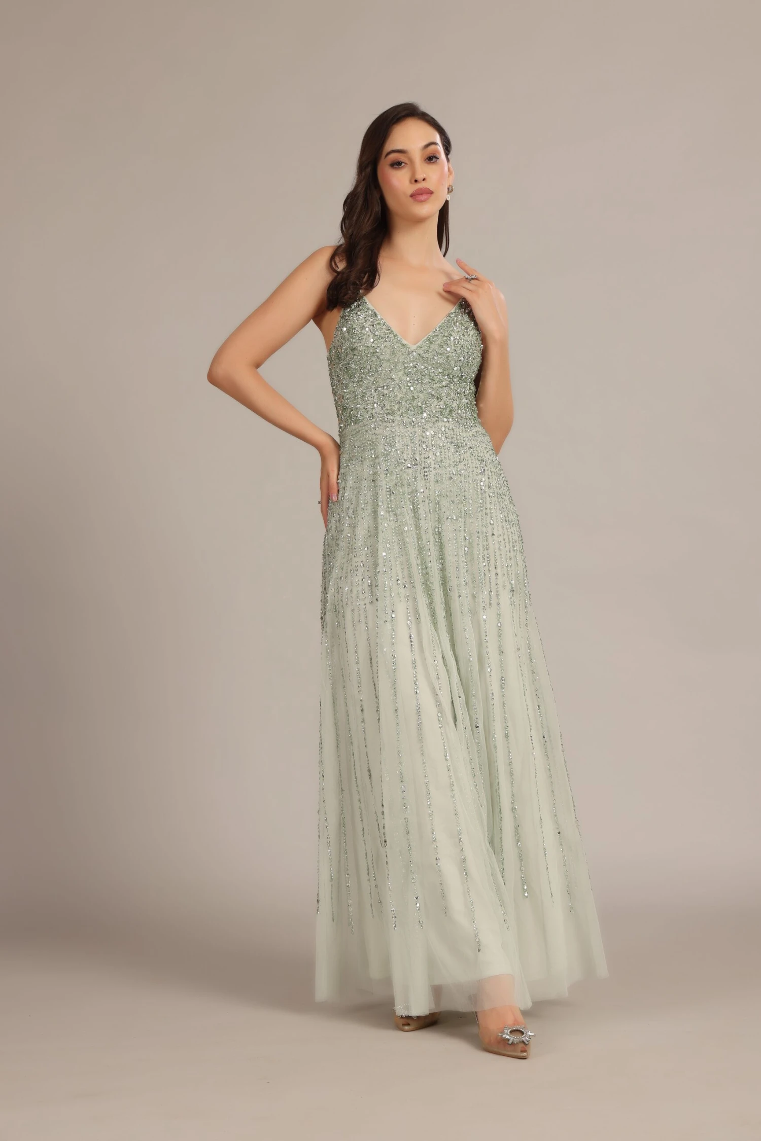 Legacy Embellished Maxi Dress In Sage Green 1 Legacy Embellished Maxi Dress In Sage Green