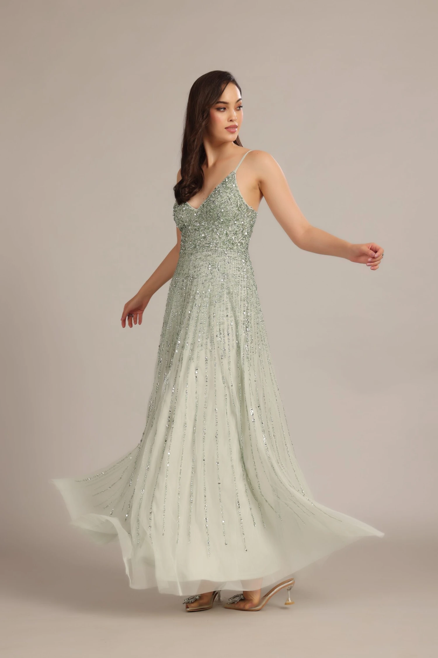 Legacy Embellished Maxi Dress In Sage Green 3 Legacy Embellished Maxi Dress In Sage Green - Image 3