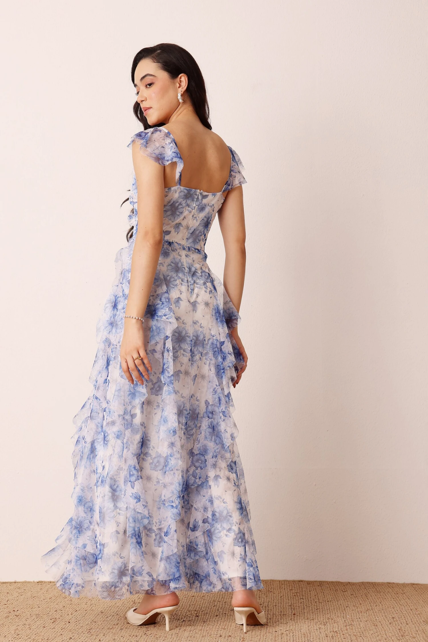 Malin Maxi Dress In Blue Print 3 Malin Maxi Dress In Blue Print - Image 3