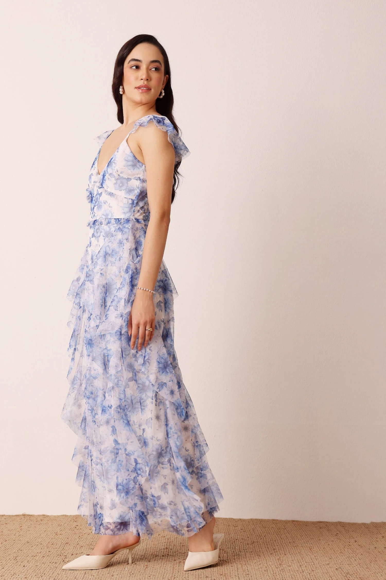 Malin Maxi Dress In Blue Print 5 Malin Maxi Dress In Blue Print - Image 5