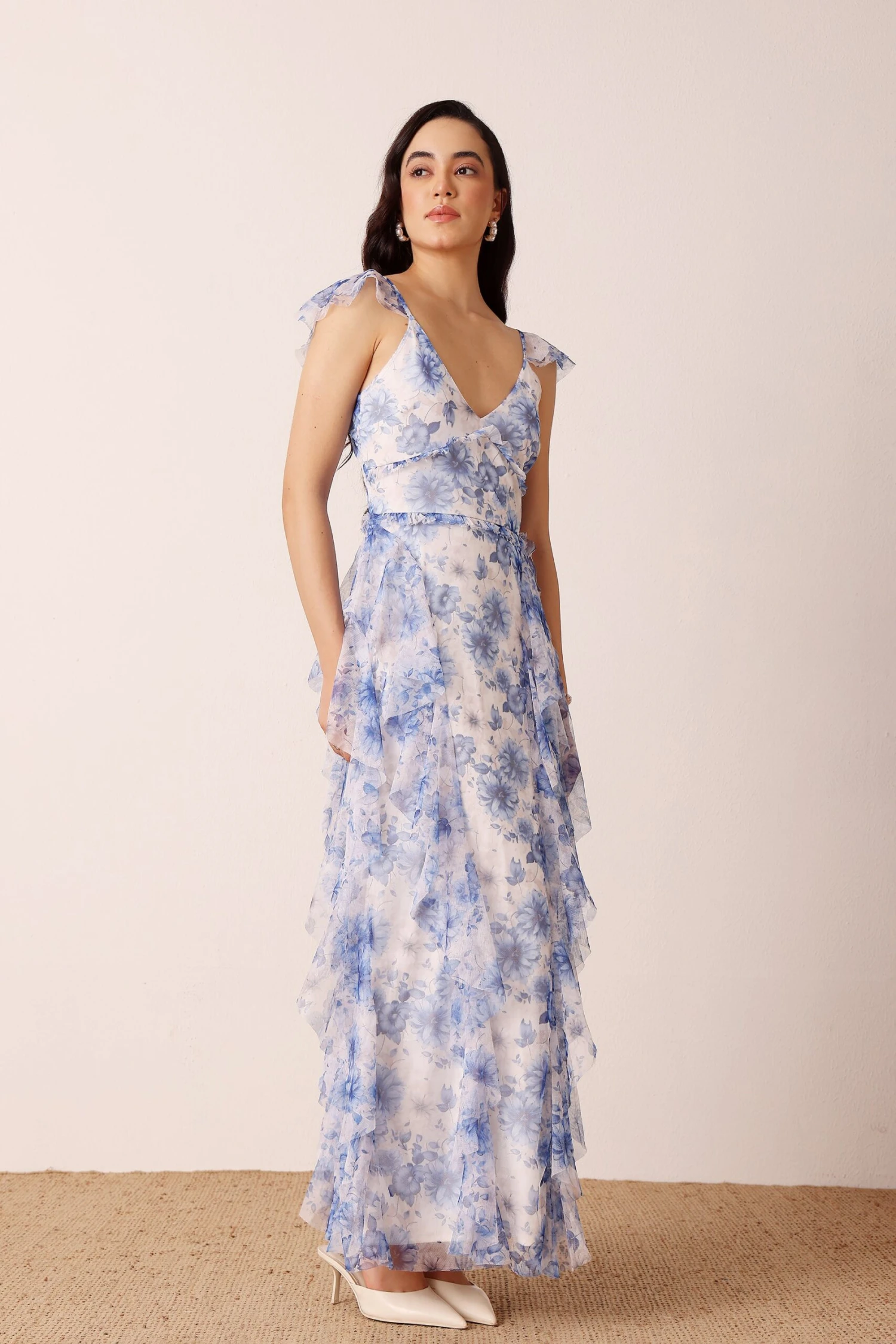 Malin Maxi Dress In Blue Print 2 Malin Maxi Dress In Blue Print - Image 2