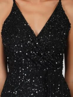 Nair Black Sequin Maxi Dress -Laceand Beads z 81
